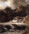 Waterfall With Castle Built On The Rock Jacob Isaakszoon van Ruisdael
